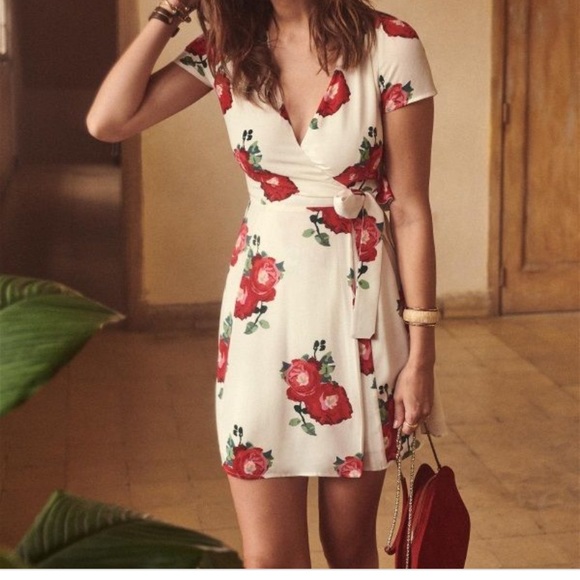 Sezane Anastasia 100%silk Floral Wrap Dress - Picture 2 of 3